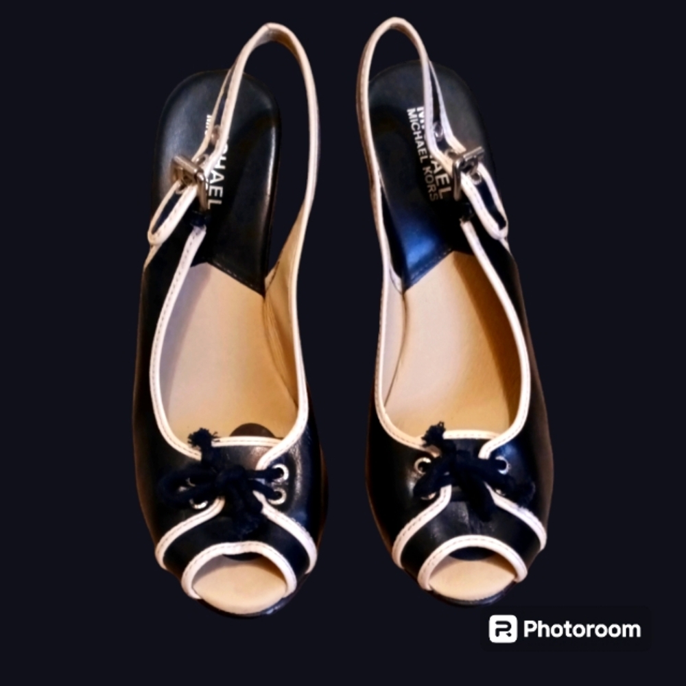 Michael Kors Black and White Slingbacks